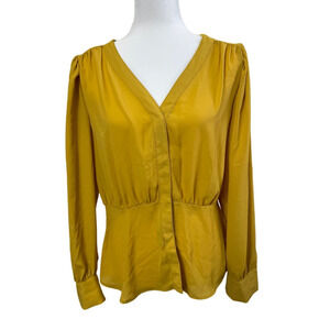 NWOT Yellow Pullover Women's Blouse Peasant Long Sleeves Medium